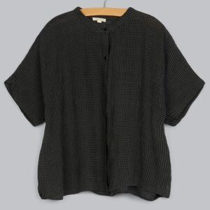 Eileen Fisher Organic Linen Checkered Button Down Shirt